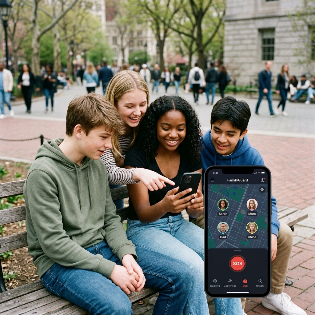 Adolescentes usando la app familiar