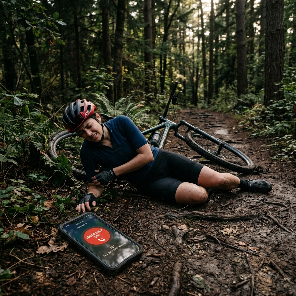 Ciclista accidentado usando Alarma-SOS